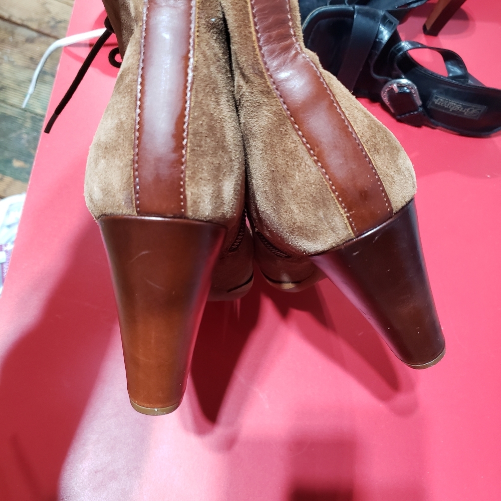 Kork Ease Women's Size 10 Brown Suede Heeled Laced Booties - Picture 11 of 11